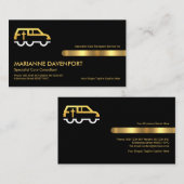 Retro Black Gold Stripe Line Memorial Service Visitekaartje (Voorkant / Achterkant)