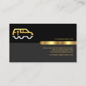 Retro Black Gold Stripe Line Memorial Transport Visitekaartje (Achterkant)
