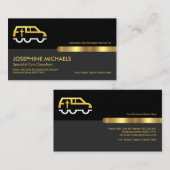 Retro Black Gold Stripe Line Memorial Transport Visitekaartje (Voorkant / Achterkant)