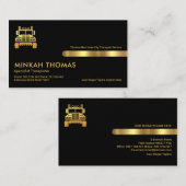 Retro Black Gold Stripe Line Transport Visitekaartje (Voorkant / Achterkant)