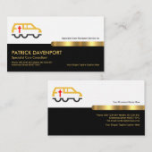 Retro Black Gold Stripe Memorial Transport Service Visitekaartje (Voorkant / Achterkant)