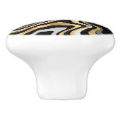 Retro Black Gold Wavy Lines Modern Design Keramische Knop (Zijkant)