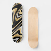 Retro Black Gold Wavy Lines Modern Design Persoonlijk Skateboard (Voorkant)