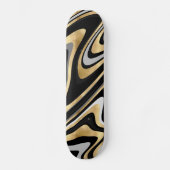 Retro Black Gold Wavy Lines Modern Design Persoonlijk Skateboard (Voorkant)