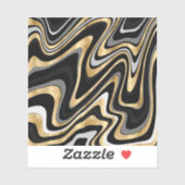 Retro Black Gold Wavy Lines Modern Design Sticker (Vel)