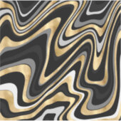 Retro Black Gold Wavy Lines Modern Design Sticker (Voorkant)