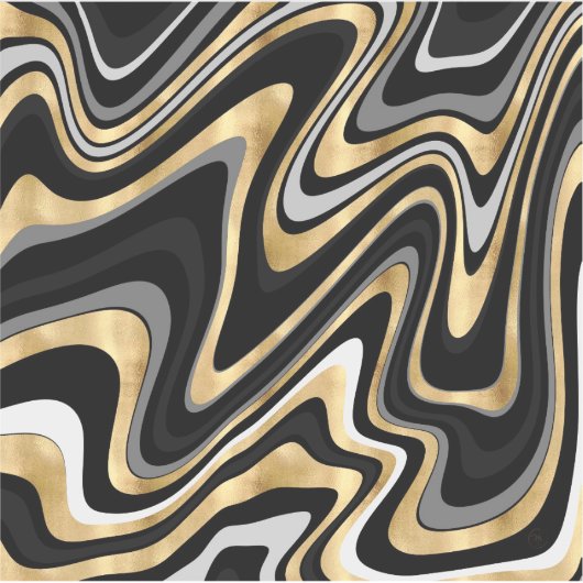Retro Black Gold Wavy Lines Modern Design Sticker (Voorkant)