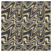Retro Black Gold Wavy Lines Modern Design Stof (Swatch)