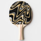 Retro Black Gold Wavy Lines Modern Design Tafeltennisbatje (Voorkant)
