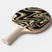 Retro Black Gold Wavy Lines Modern Design Tafeltennisbatje (Voorkant Gekanteld)