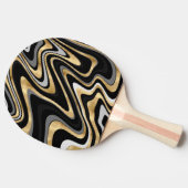 Retro Black Gold Wavy Lines Modern Design Tafeltennisbatje (Zijkant)
