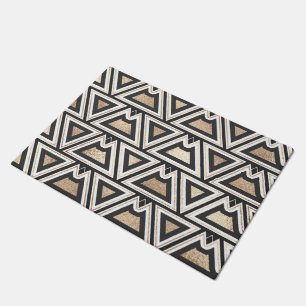 Retro Black Gold White driehoek geometrisch Deurmat