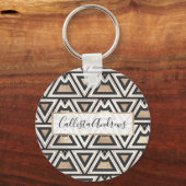 Retro Black Gold White driehoek geometrisch Sleutelhanger (Voorkant)