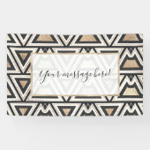 Retro Black Gold White driehoek geometrisch Spandoek (Horizontaal)