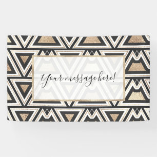 Retro Black Gold White driehoek geometrisch Spandoek