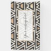 Retro Black Gold White driehoek geometrisch Spandoek (Verticaal)
