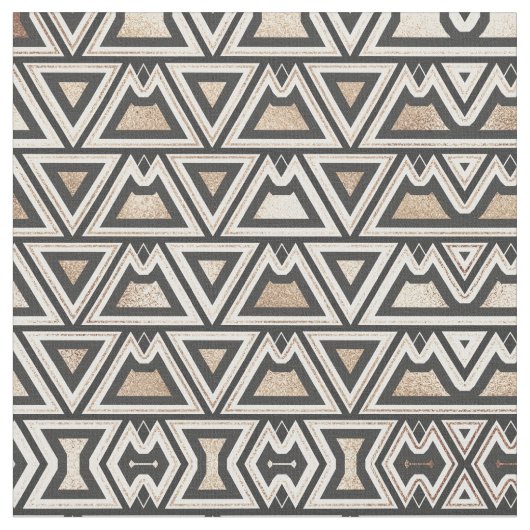 Retro Black Gold White driehoek geometrisch Stof (Close Up)