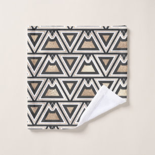 Retro Black Gold White driehoek geometrisch Washandje