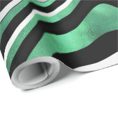 Retro Black Green Wavy Lines Modern Design Cadeaupapier (Rol Hoek)