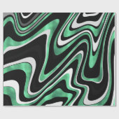Retro Black Green Wavy Lines Modern Design Cadeaupapier (Vlak)