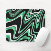 Retro Black Green Wavy Lines Modern Design Muismat (Met muis)