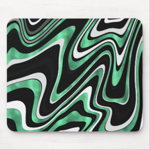 Retro Black Green Wavy Lines Modern Design Muismat