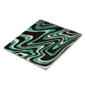 Retro Black Green Wavy Lines Modern Design Tegeltje (Zijkant)