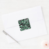 Retro Black Green Wavy Lines Modern Design Vierkante Sticker (Envelop)