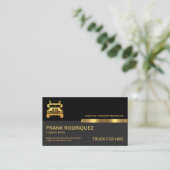 Retro Black Grey Layers Gold Tab Trucker Visitekaartje (Staand voorkant)