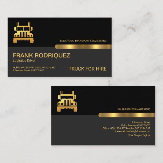 Retro Black Grey Layers Gold Tab Trucker Visitekaartje (Voorkant / Achterkant)