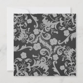 Retro Black Grey Metallic Floral 21 oktober 3 Kaart (Achterkant)