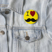 Retro Black Handlebar Ik hou van Mustache Ronde Button 5,7 Cm (In situ)