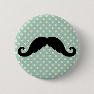 Retro Black Handlebar Mustache Mustache Ronde Button 5,7 Cm