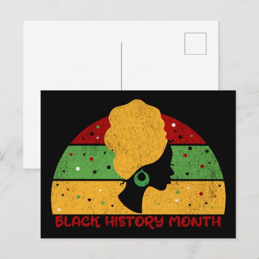 Retro Black History Maand African Woman Briefkaart (Voorkant / Achterkant)