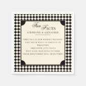 Retro Black & Ivory Fun Facts Old Money Wedding Servet (Voorkant)
