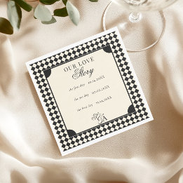 Retro Black Ivory Our Love Story Old Money Wedding Servet
