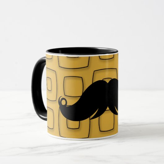 Retro Black Mustache Mok (Voorkant links)
