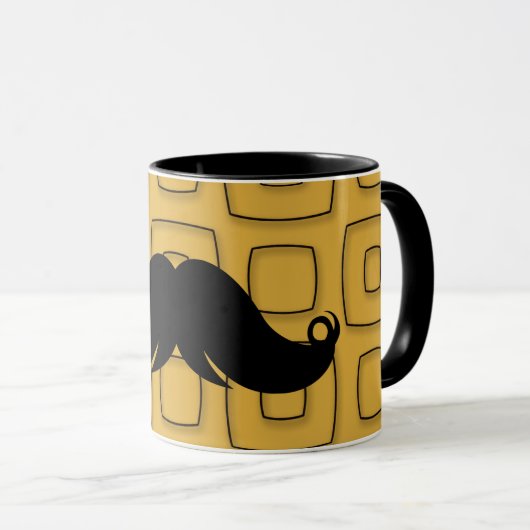 Retro Black Mustache Mok (Voorkant rechts)