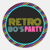 Retro Black Neon Cassette Tape 80s Birthday Party Ronde Sticker (Voorkant)