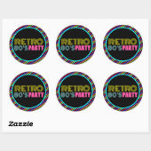 Retro Black Neon Cassette Tape 80s Birthday Party Ronde Sticker (Vel)