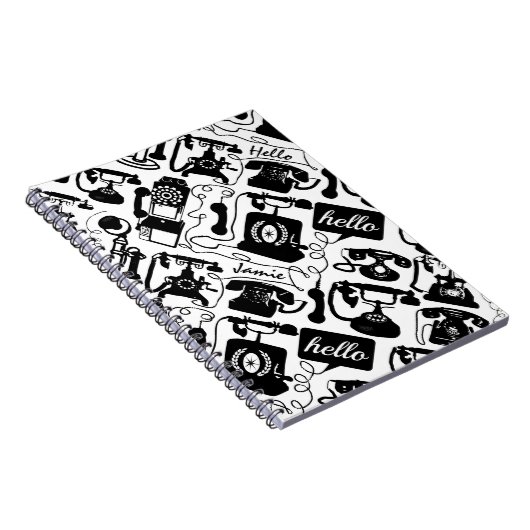 Retro Black of elke kleur en whitepatroon Notitieboek (Rechterzijde)