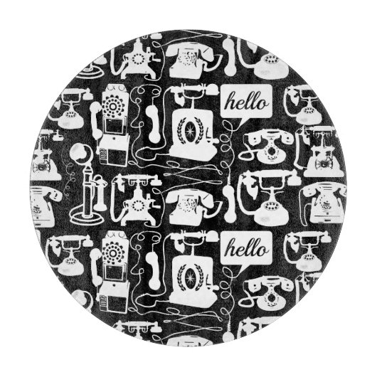 Retro Black of elke kleur en whitepatroon Snijplank (Voorkant)