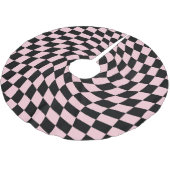 Retro Black Pink Warped Checkered Dorm Kerstboom Rok (Gekanteld)