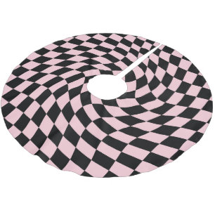 Retro Black Pink Warped Checkered Dorm Kerstboom Rok