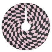 Retro Black Pink Warped Checkered Dorm Kerstboom Rok (Voorkant)