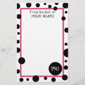 Retro Black Polka Dot Stationery Briefpapier (Voorkant)