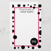 Retro Black Polka Dot Stationery Briefpapier (Voorkant / Achterkant)