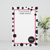Retro Black Polka Dot Stationery Briefpapier (Staand voorkant)