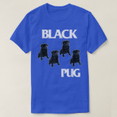 Retro Black Pugs Funny Music and Dogs Flags Lovers T-shirt (Design voorkant)