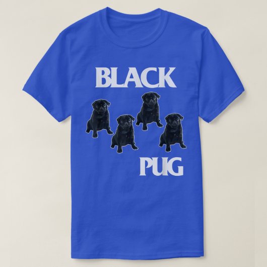 Retro Black Pugs Funny Music and Dogs Flags Lovers T-shirt (Design voorkant)